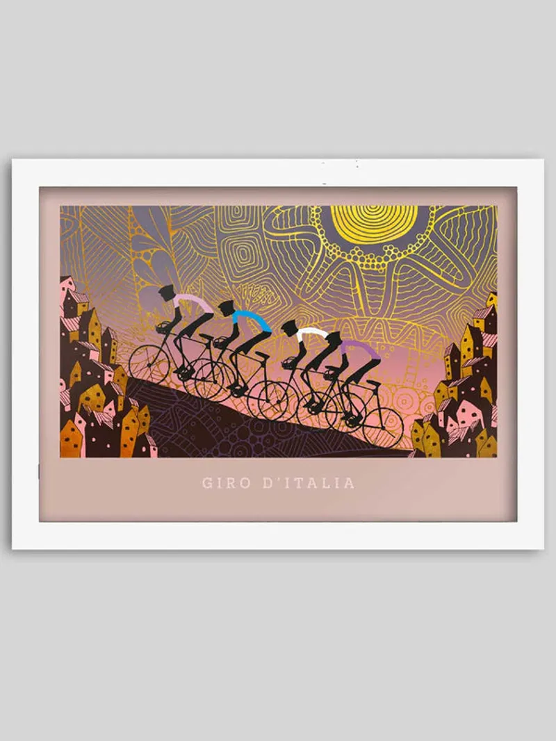 Giro d'Italia - Tuscany A3  Print in Oak Frame